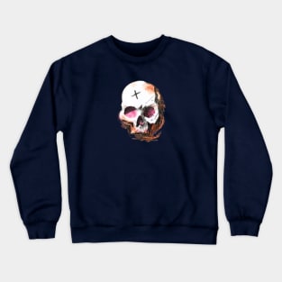 Skull Pencil and Watercolor Painting - Grunge Look Crewneck Sweatshirt